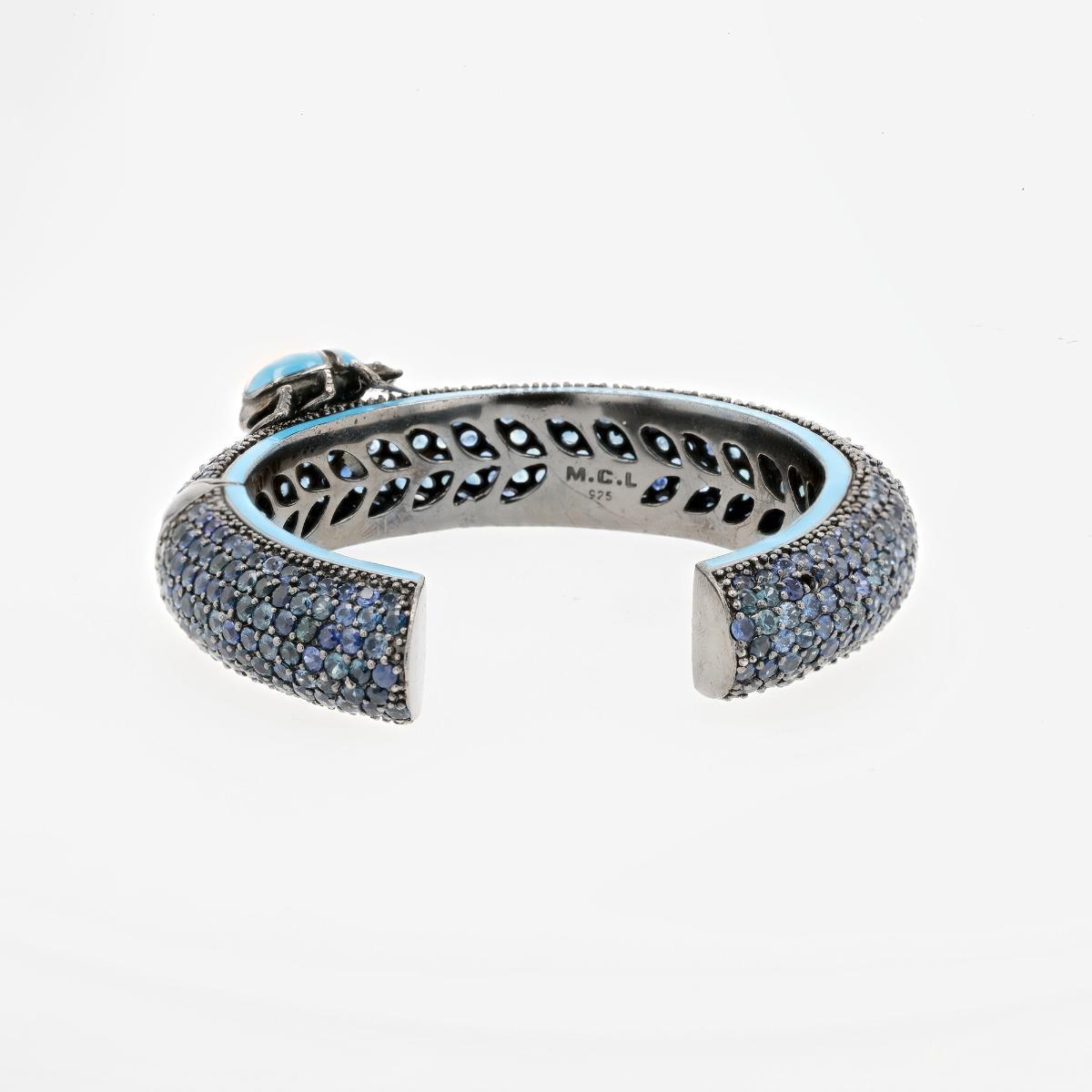 Matthew Campbell Laurenza Sterling Silver Beetle Sapphire Bangle