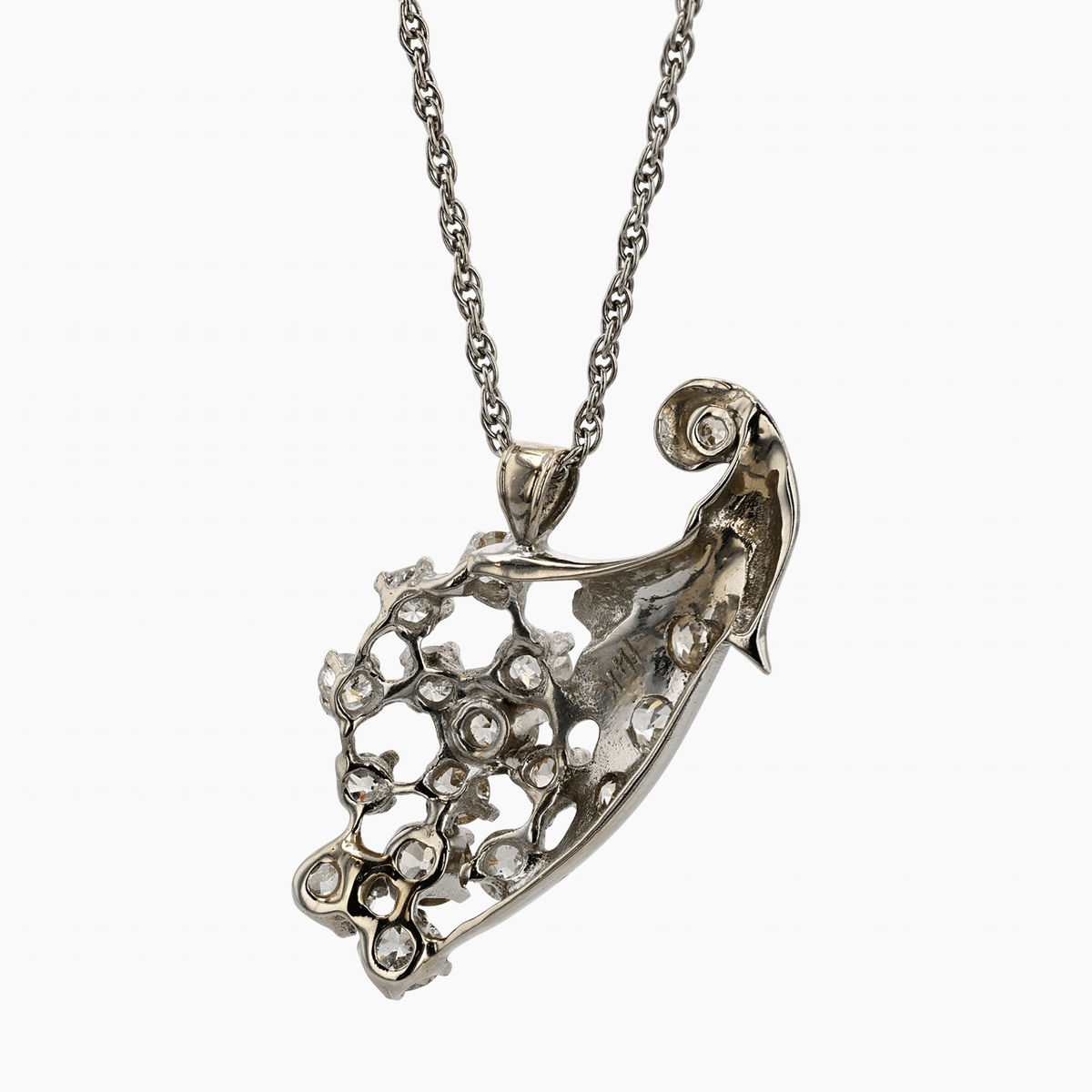 White Gold and Diamond Cornucopia Spray Pendant