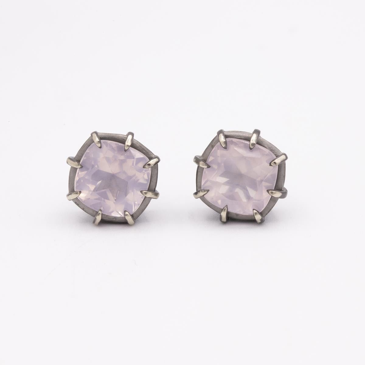 Gemma Collection 14KT Gold Rose Quartz Pushback Stud Earrings