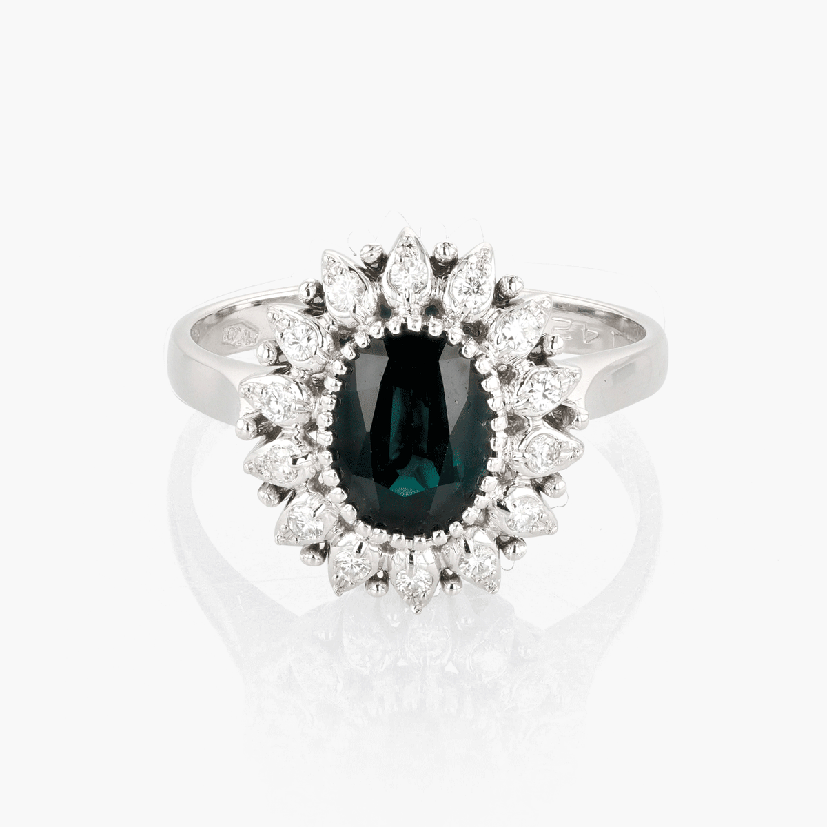 White Gold, Sapphire, and Diamond Ring
