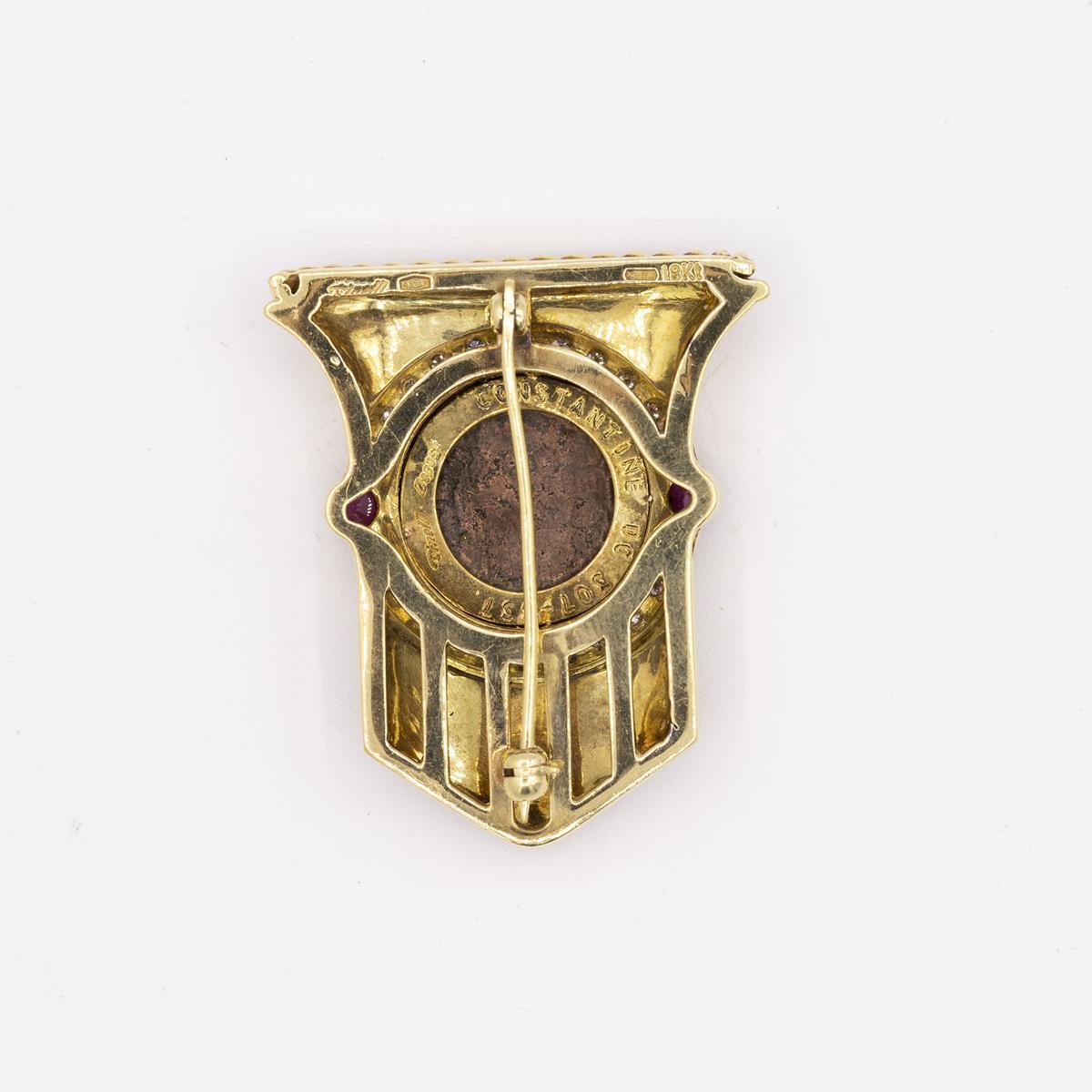 18Kt Yellow Gold Roman Coin Brooch
