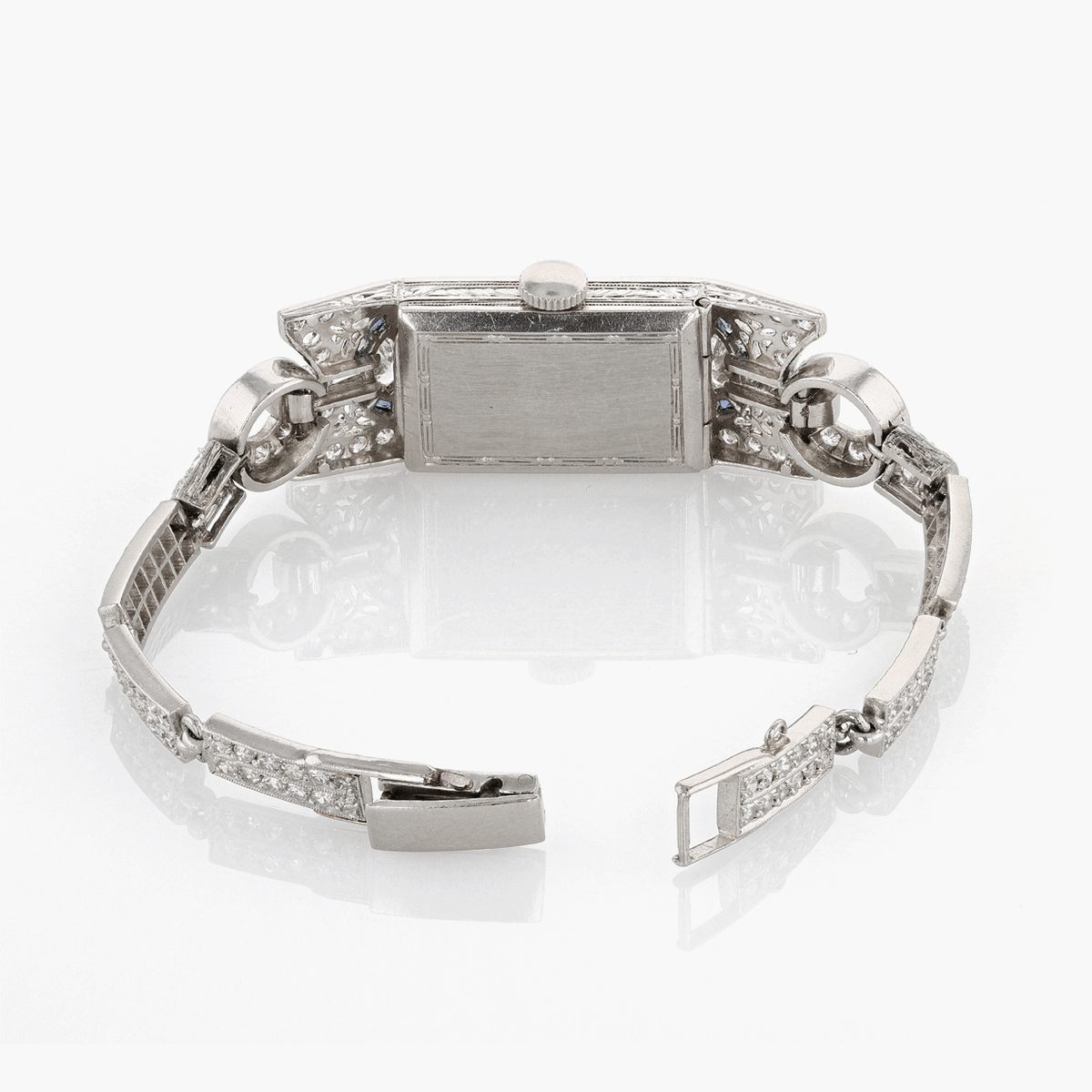 Antique Platinum, Diamond, and Sapphire Cocktail Watch