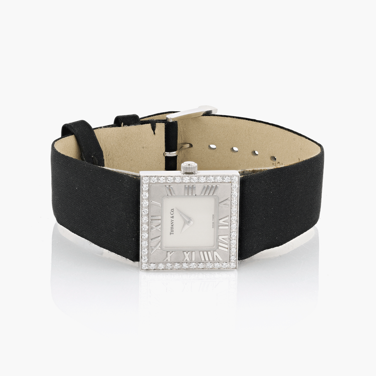 Tiffany & Co. White Gold and Diamond Atlas Square Wristwatch