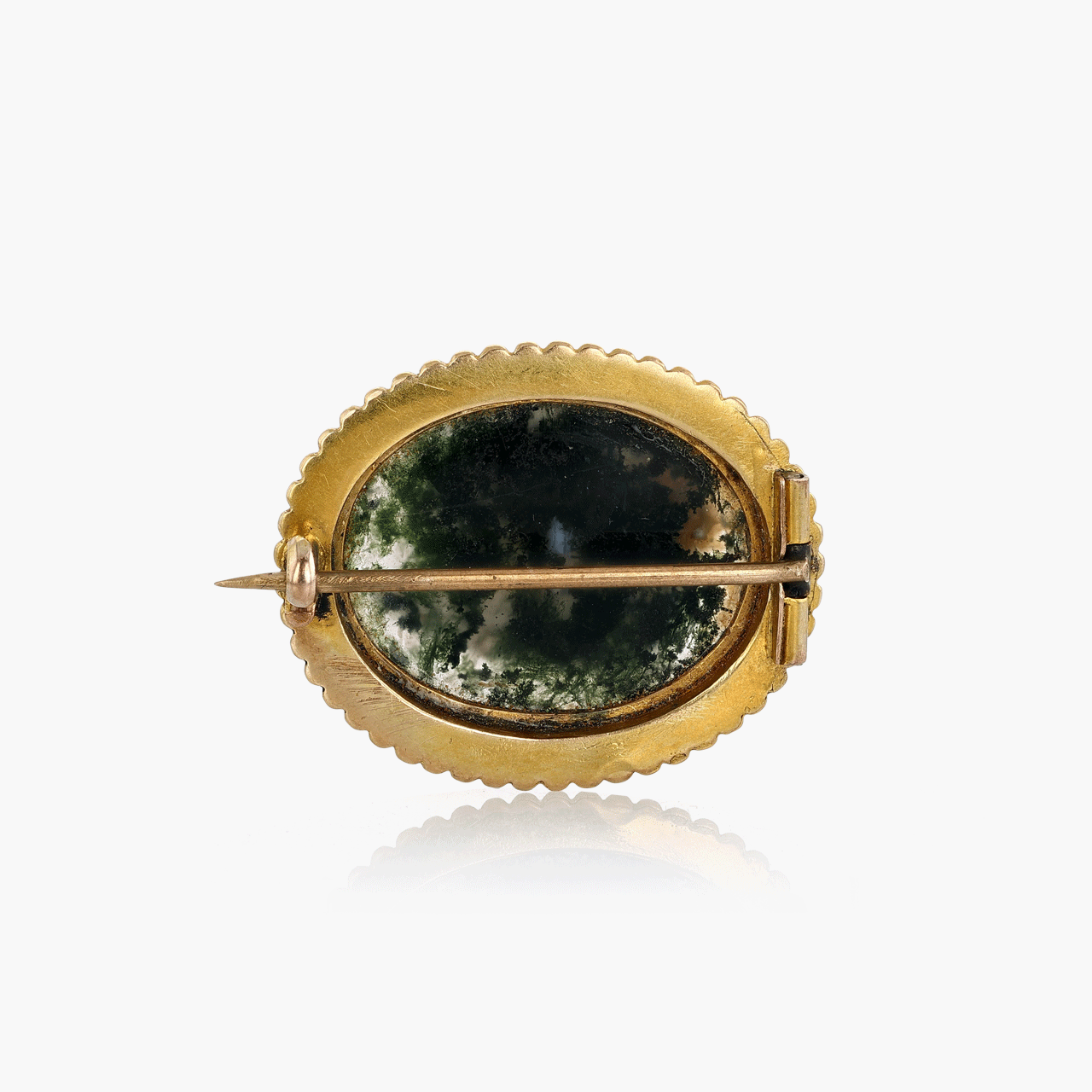 Antique Gold and Moss Agate Brooch