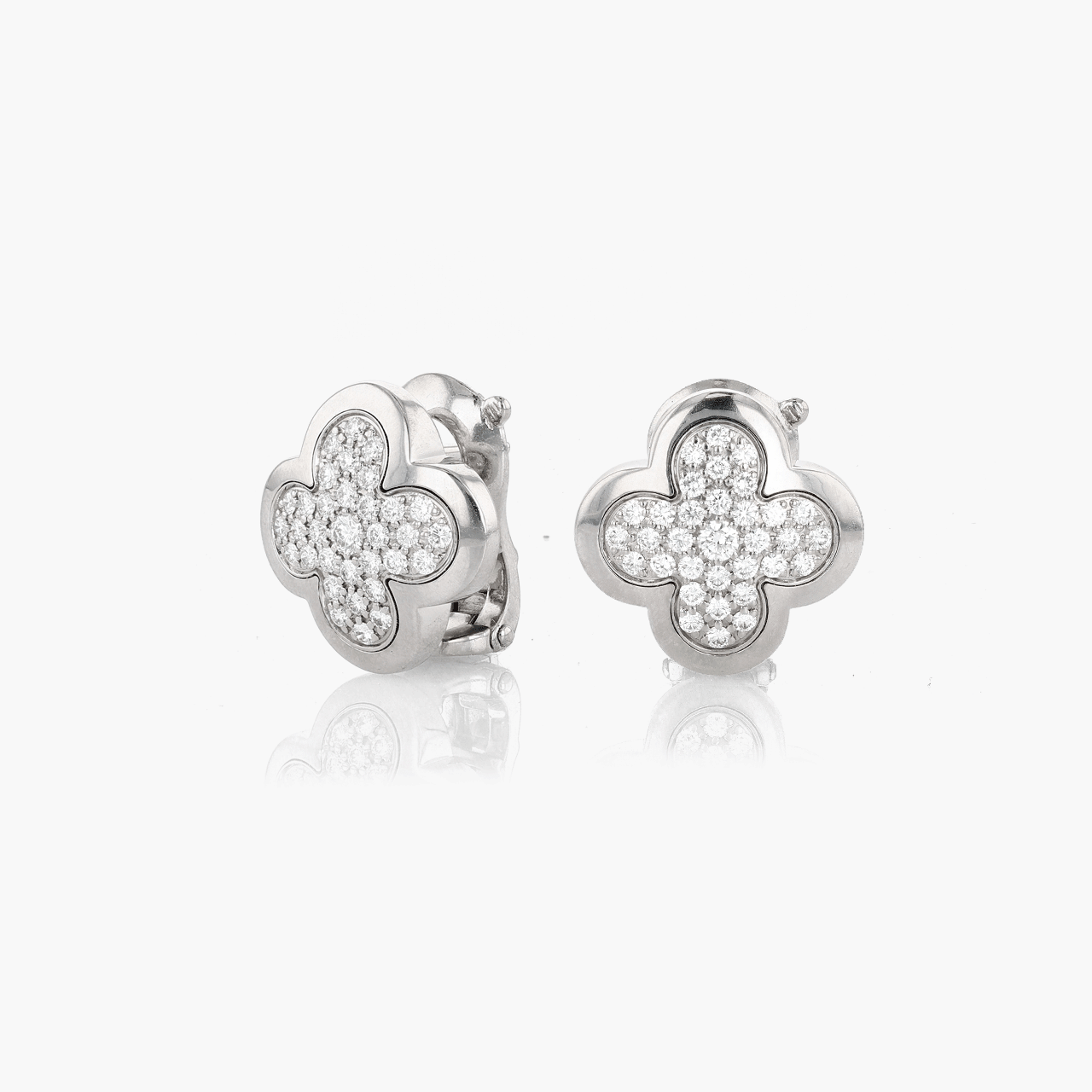 Van Cleef and Arpels Pure Alhambra Earrings in White Gold and Diamonds