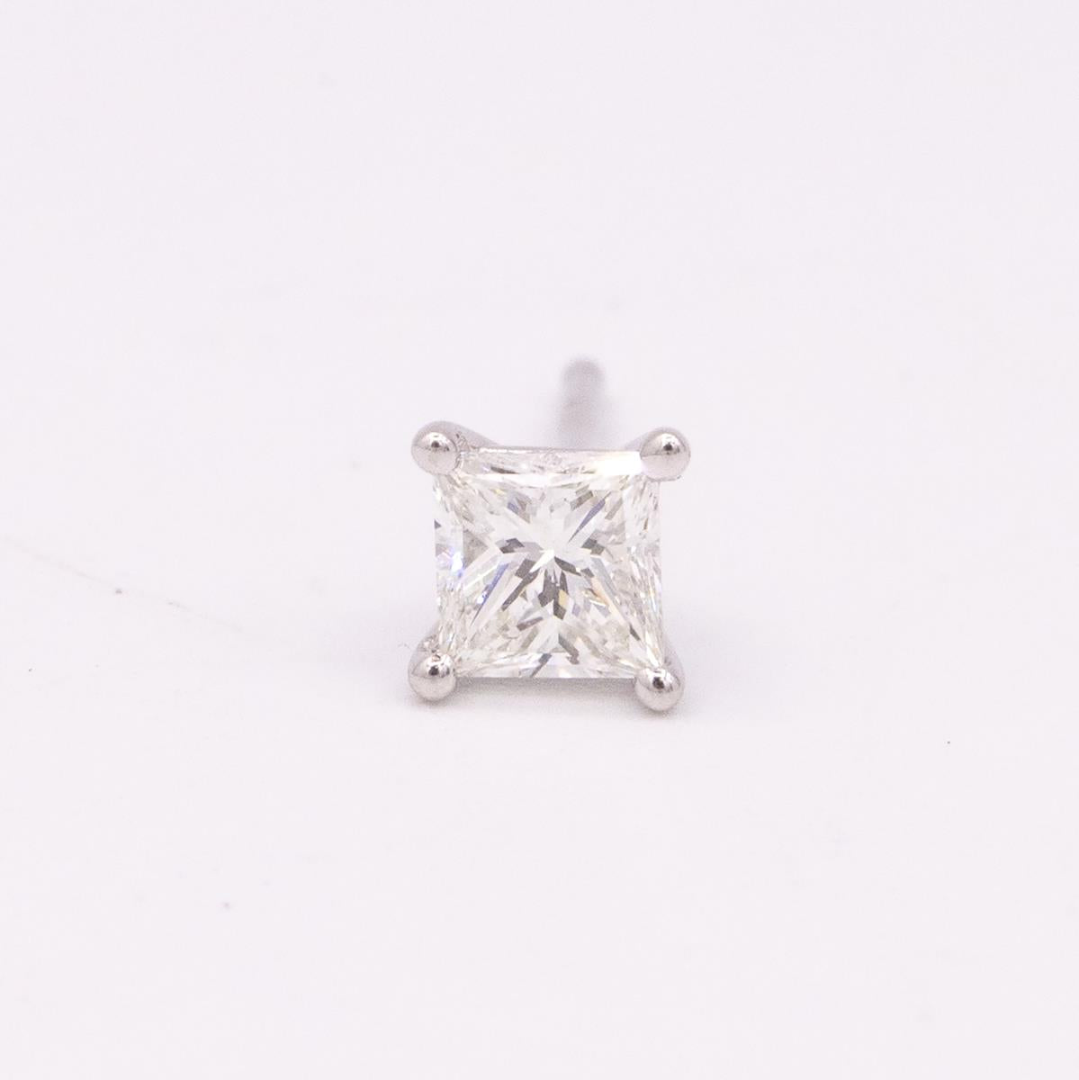 Gold Single Princess Cut Diamond Stud