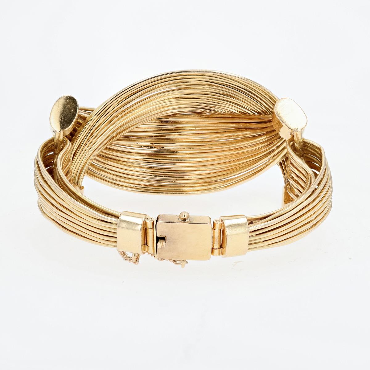 18k Yellow Gold Wire Wrap Bracelet Circa 1950's