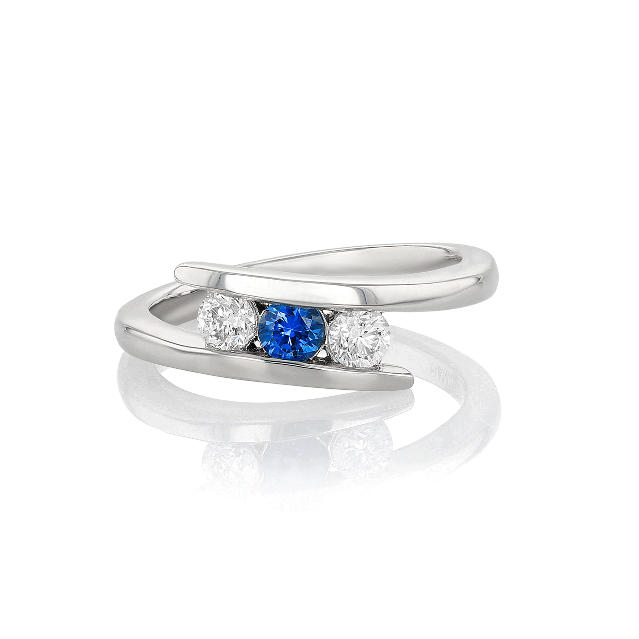 Platinum, Sapphire, and Diamond Bypass Ring