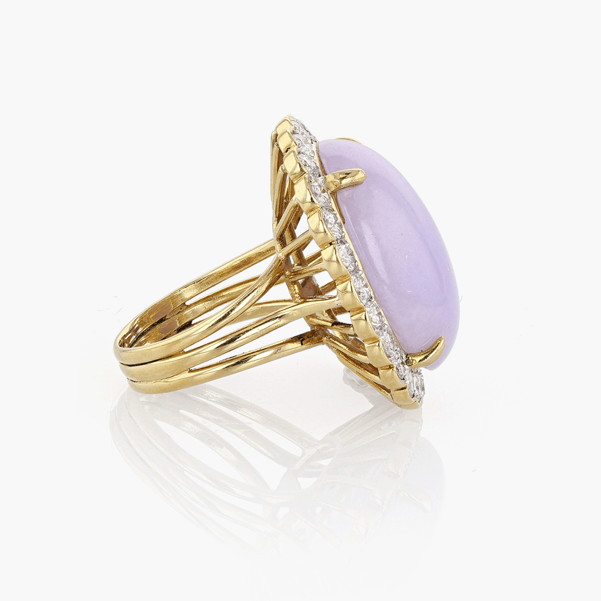 Gold, Diamond, and Lavender Jade Ring