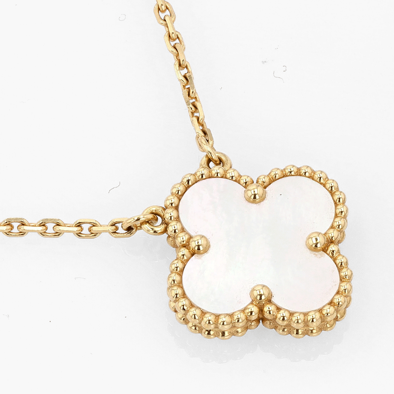 Van Cleef & Arpels Gold and Mother of Pearl Vintage Alhambra Pendant