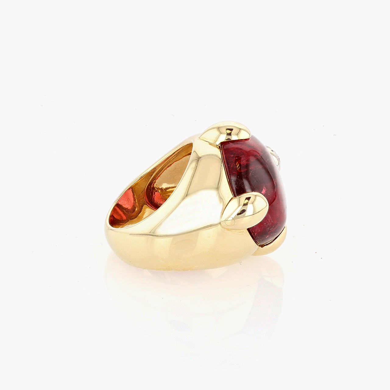 Pomellato Gold, Pink Tourmaline, and Diamond Griffe Ring