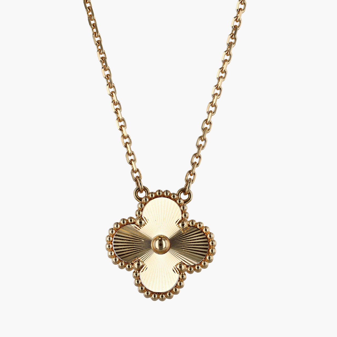 Van Cleef & Arpels Gold Guilloche Alhambra Pendant