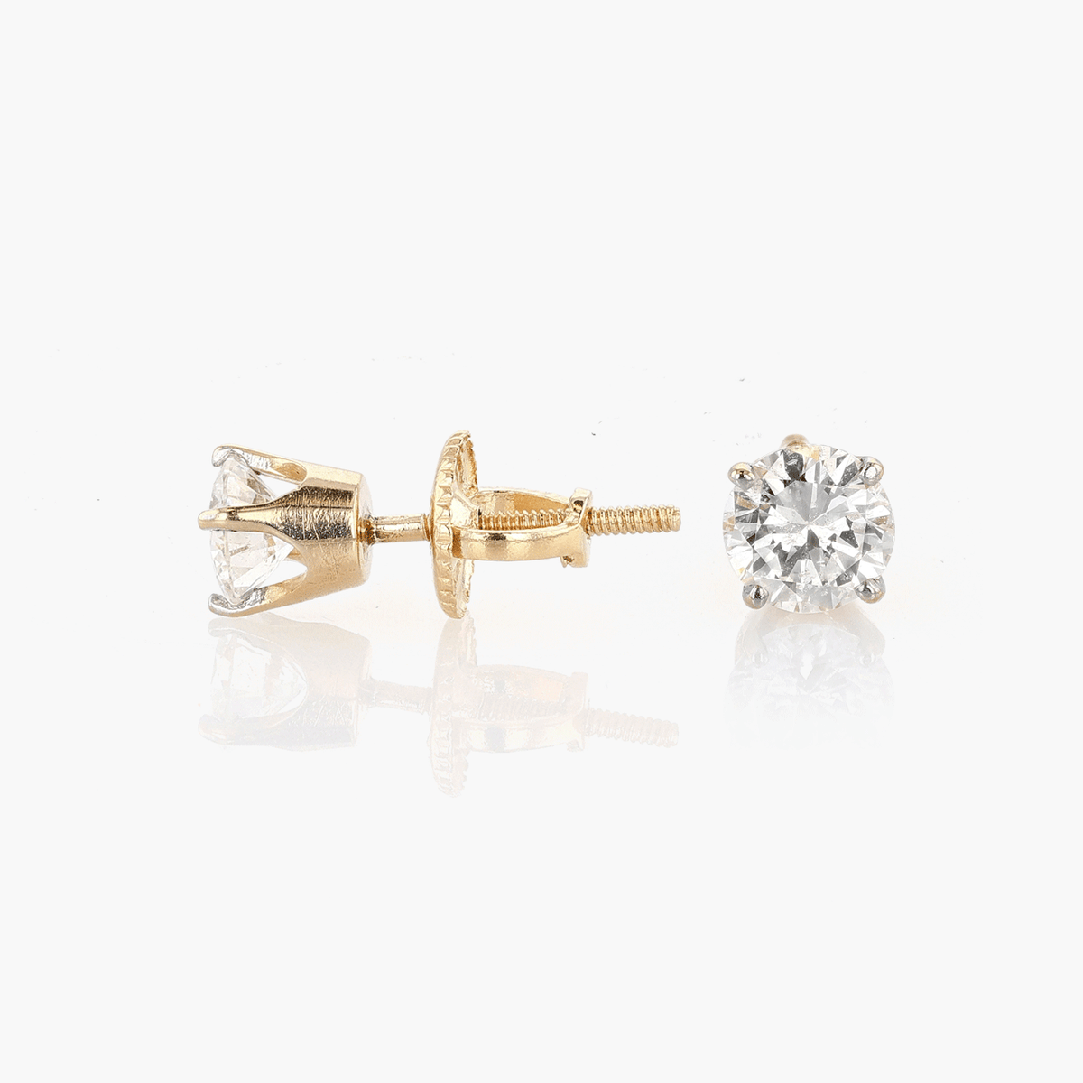 Gold and Diamond Stud Earrings