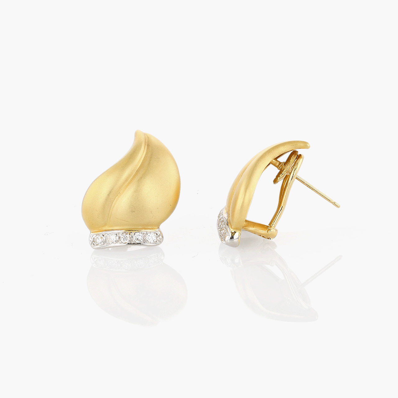 Gold, White Gold and Diamond Torch Form Earrings