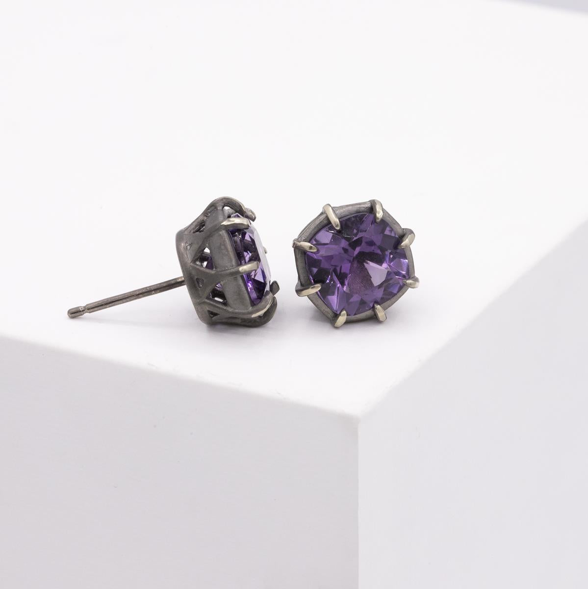 Gemma Collection 14KT Gold Amethyst Pushback Stud Earrings