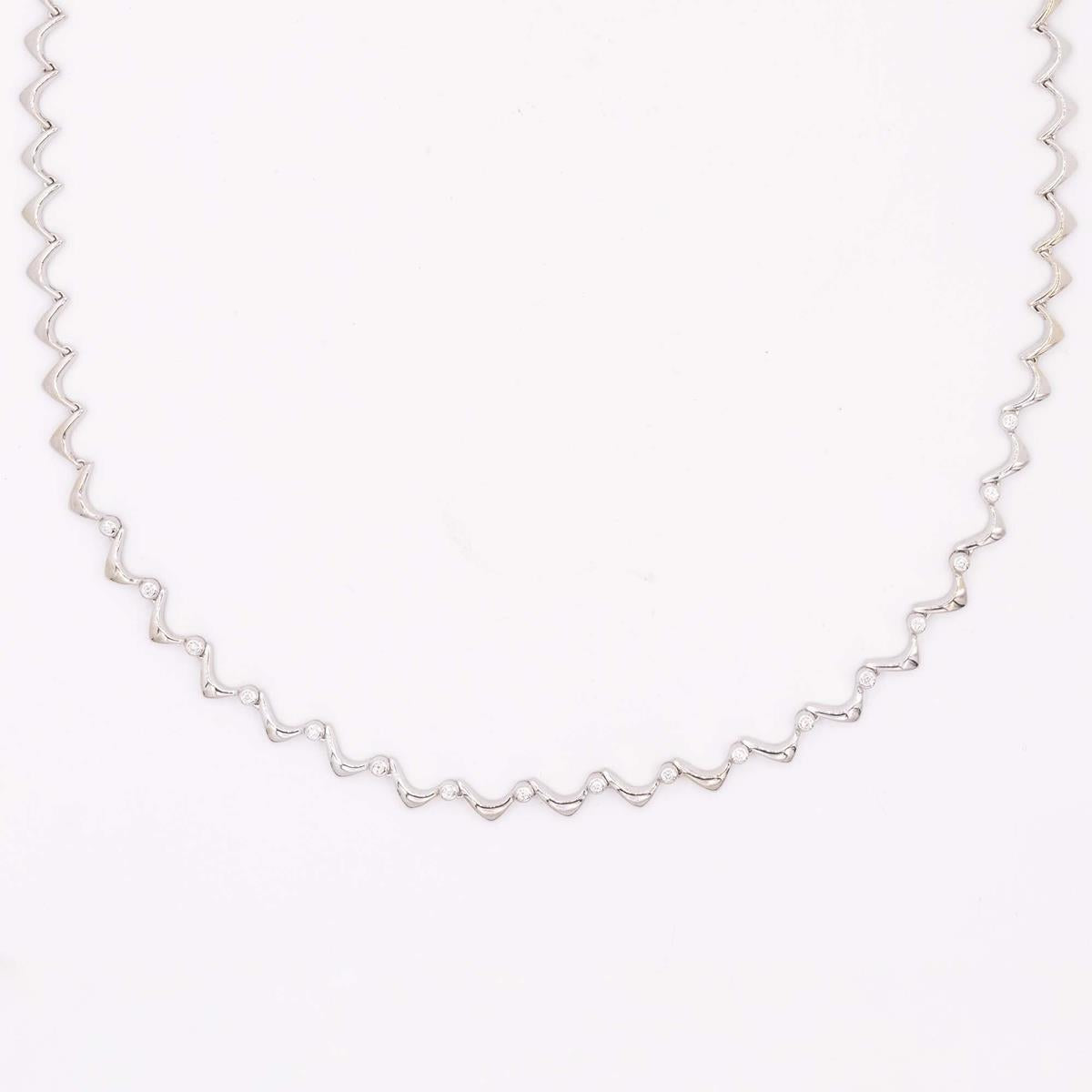 18KT Gold Diamond Zig Zag Necklace