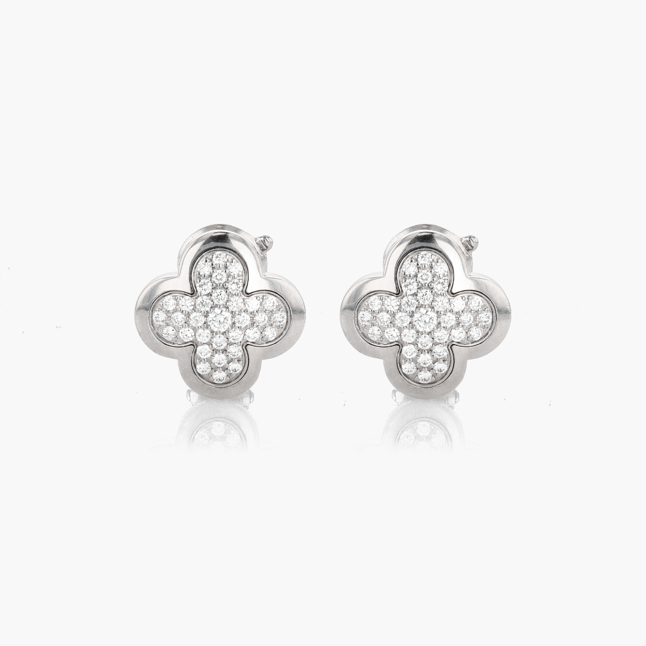 Van Cleef and Arpels Pure Alhambra Earrings in White Gold and Diamonds