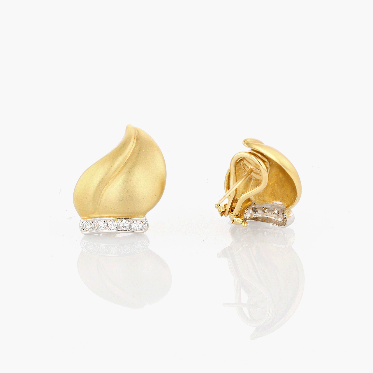 Gold, White Gold and Diamond Torch Form Earrings