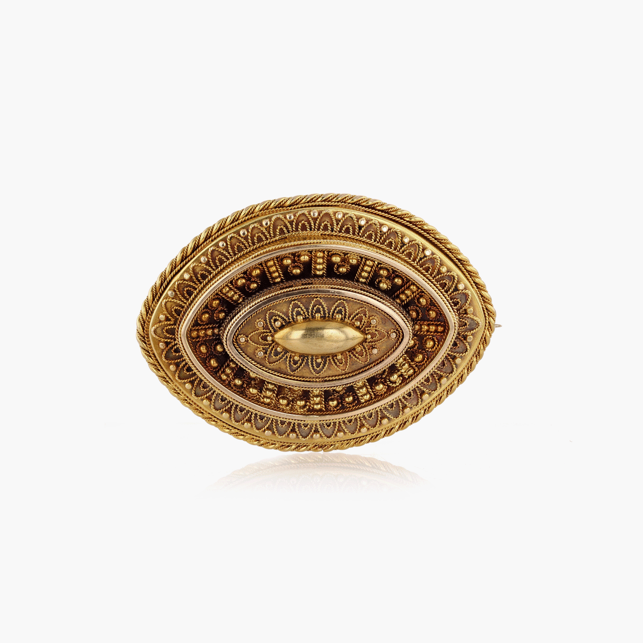 Victorian Gold Navette Mourning Brooch