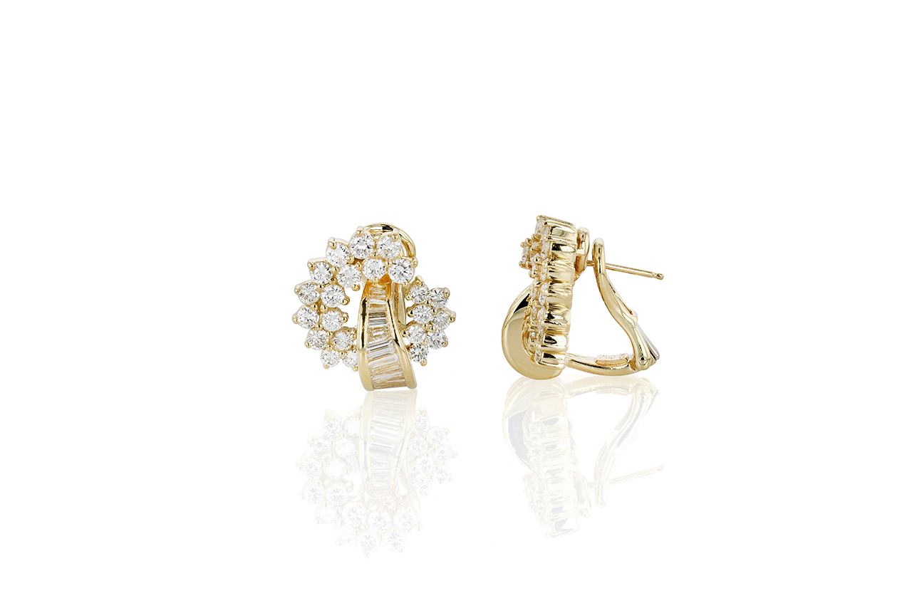 Jose Hess Gold and Diamond Cluster Earrings