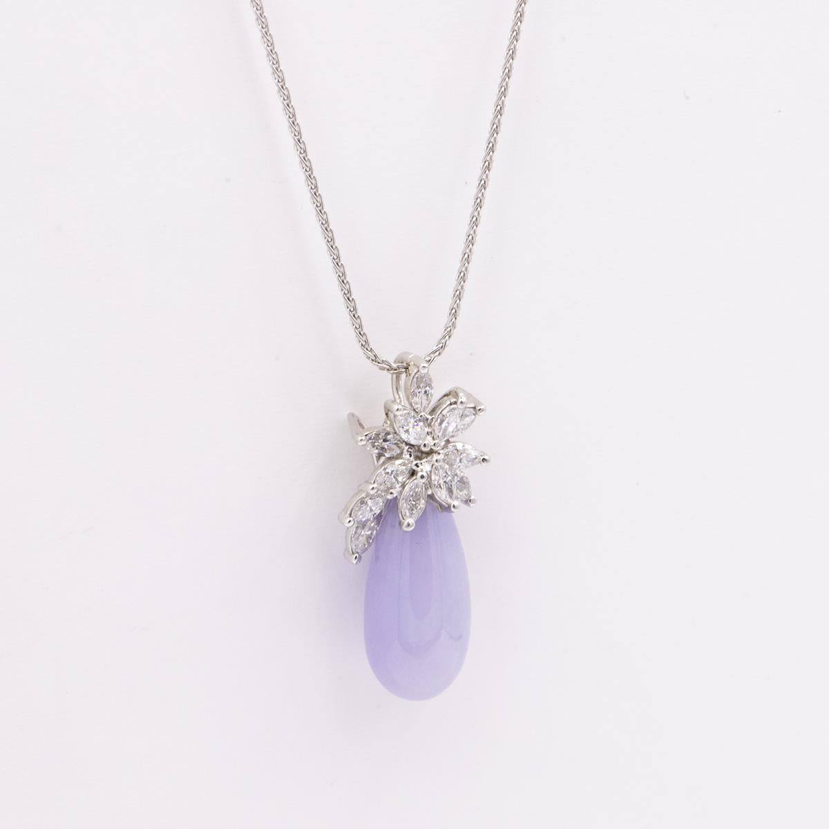 18KT Gold Lavendar Jade and Diamond Pin/Pendant