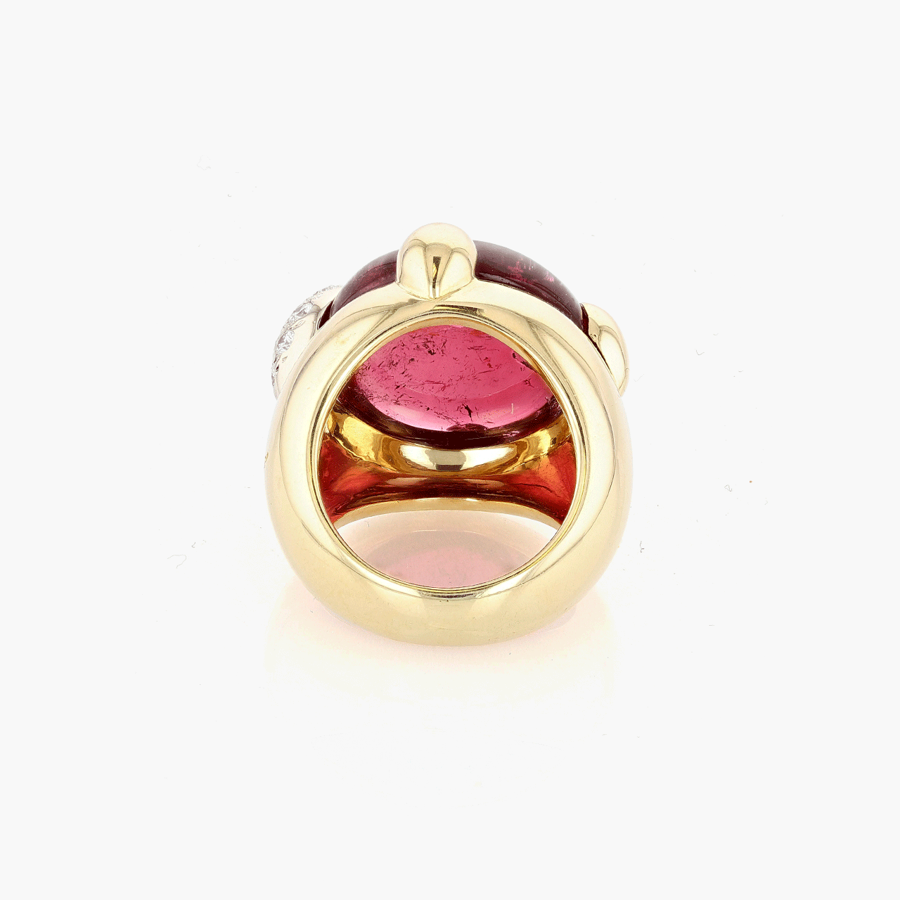Pomellato Gold, Pink Tourmaline, and Diamond Griffe Ring