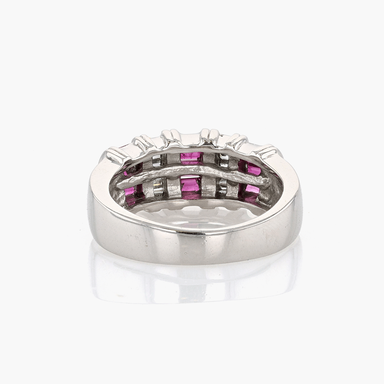 White Gold, Diamond, and Ruby Cocktail Ring