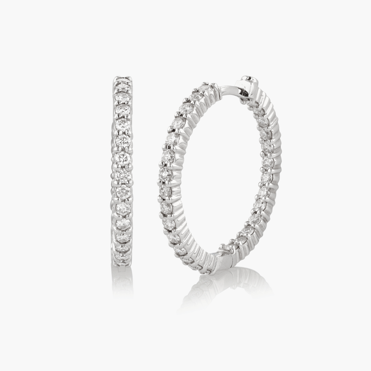 Roberto Coin White Gold and Diamond Hoops
