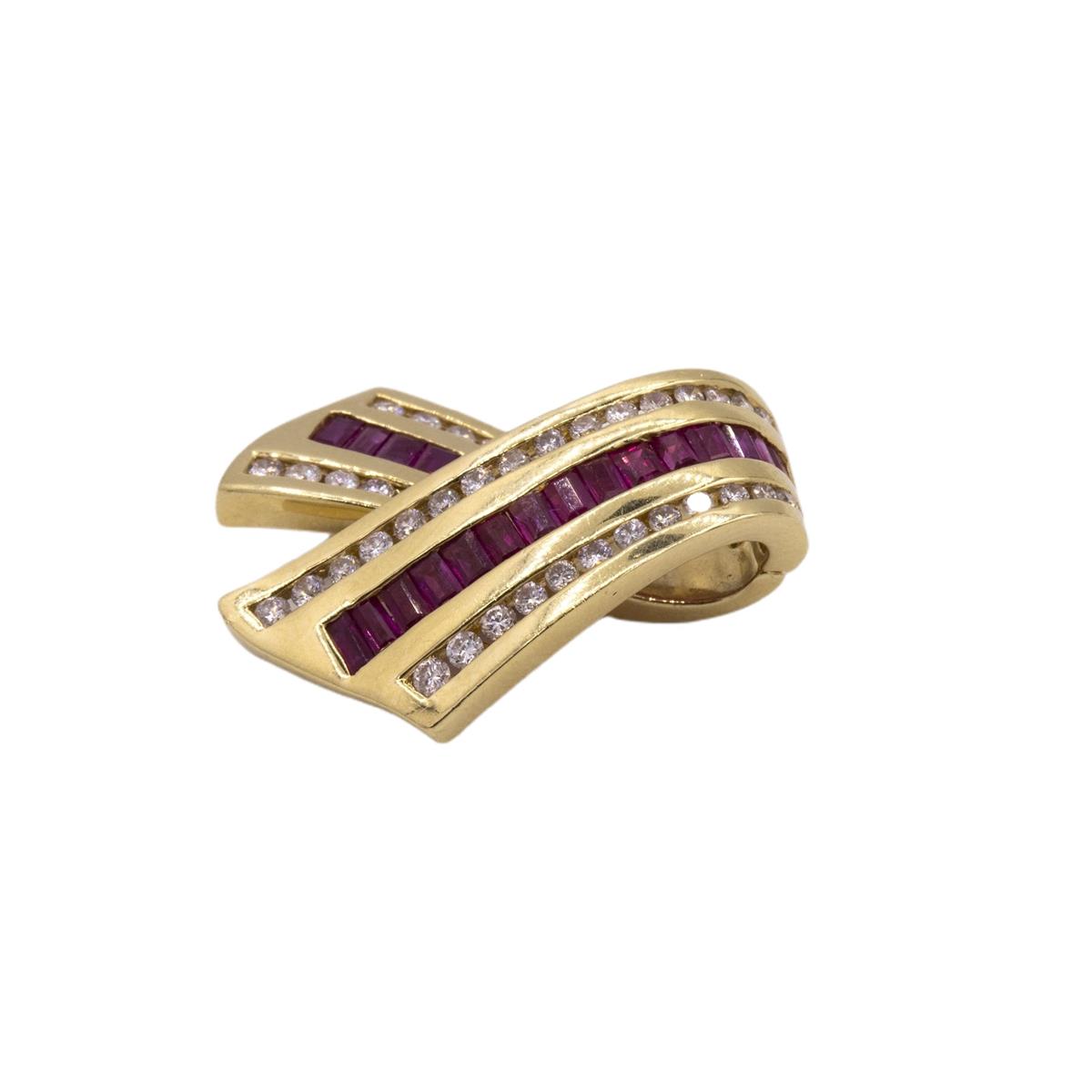 Vintage Charles Krypell Ruby & Diamond Ribbon Enhancer