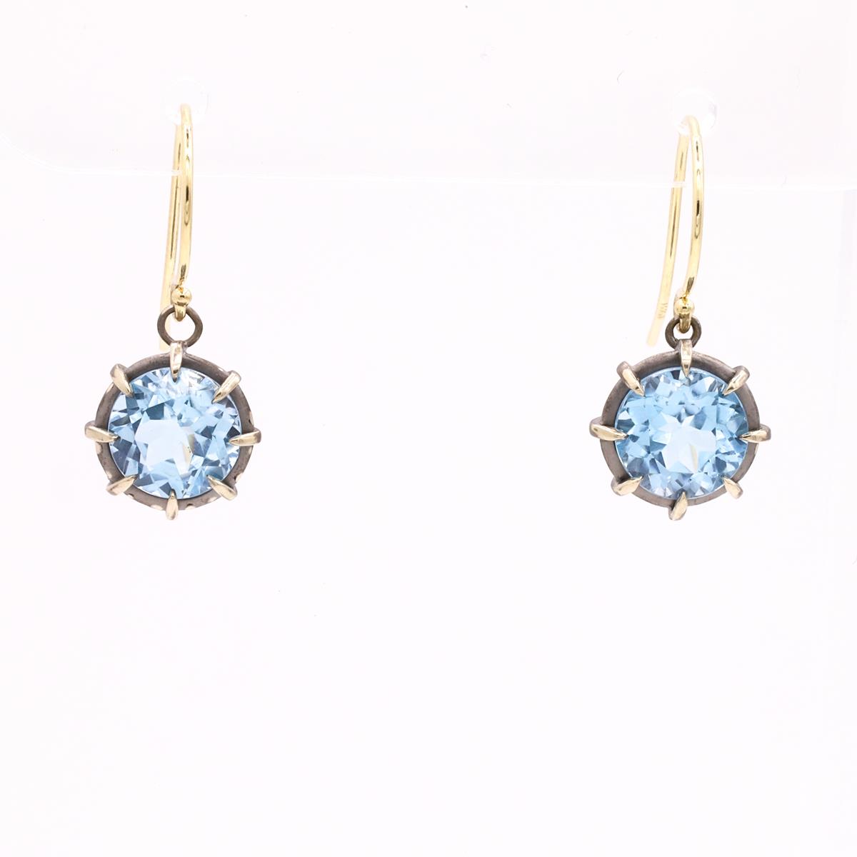 Gemma Collection 14KT Gold Blue Topaz Kidney Back Drop Earrings