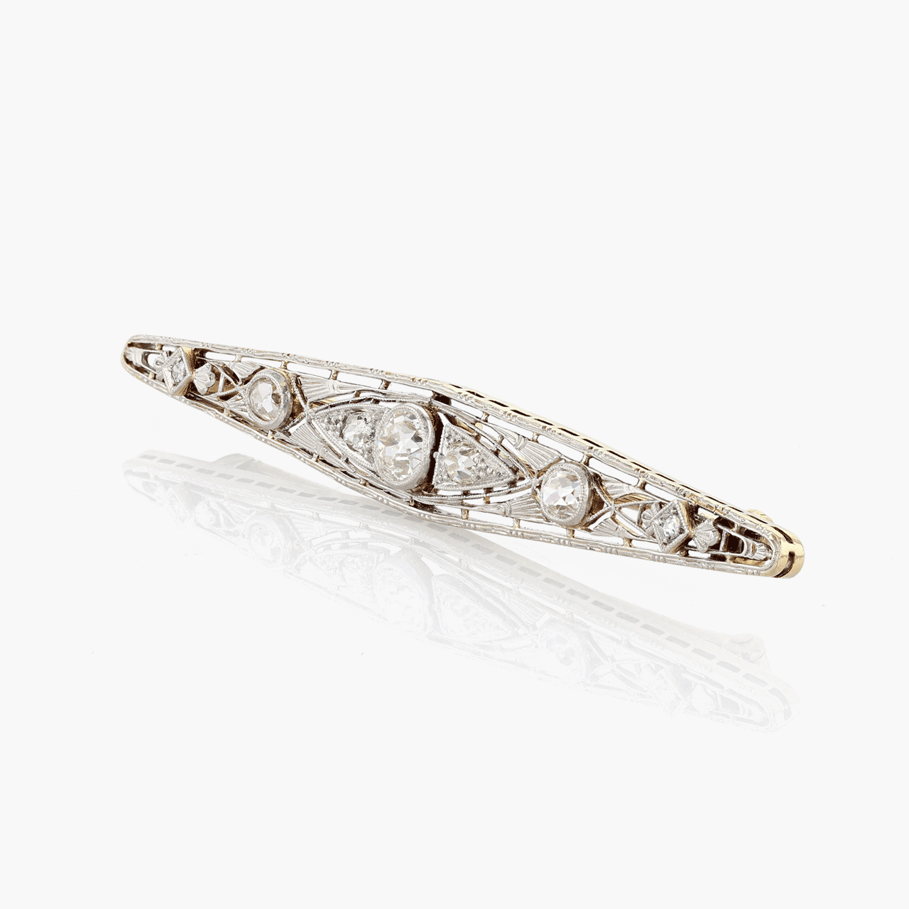 Platinum and 14k Gold Diamond Brooch Circa 1890's