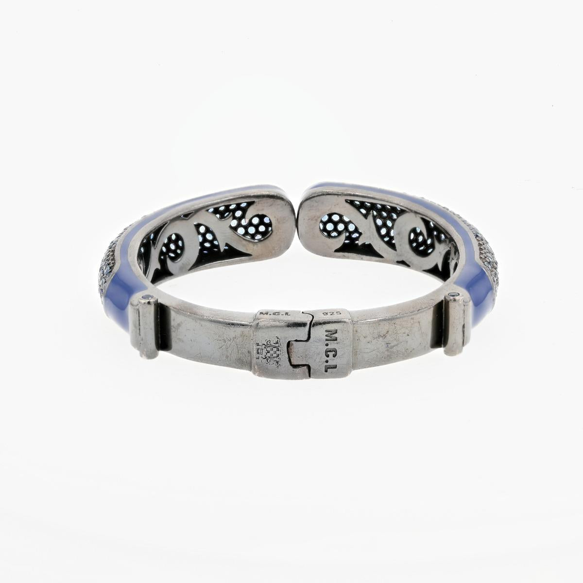 Matthew Campbell Laurenza Sterling Silver Blue Enamel Bangle