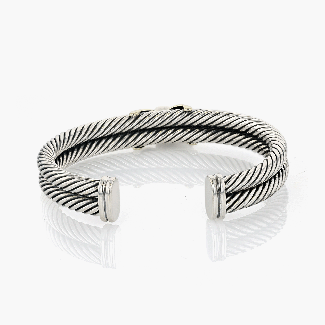 Silver and Gold David Yurman X-Motif Cuff Bracelet