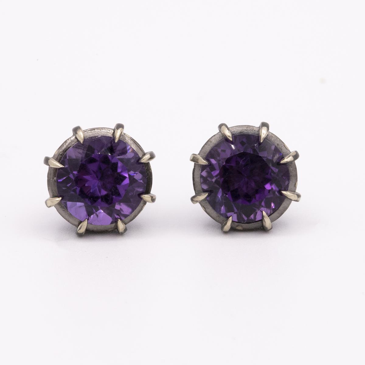 Gemma Collection 14KT Gold Amethyst Pushback Stud Earrings