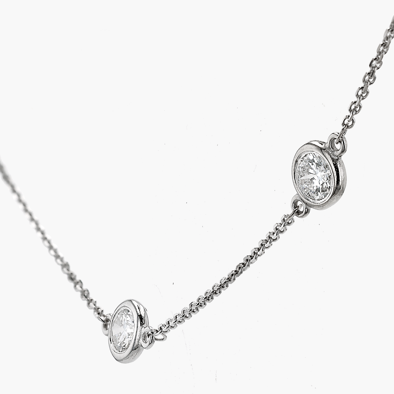 White Gold and Diamond Bezel Diamond Station Necklace