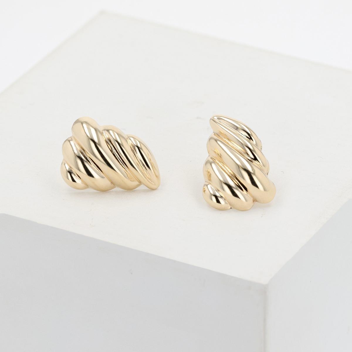 14KT Gold Shrimp Ridged Earrings
