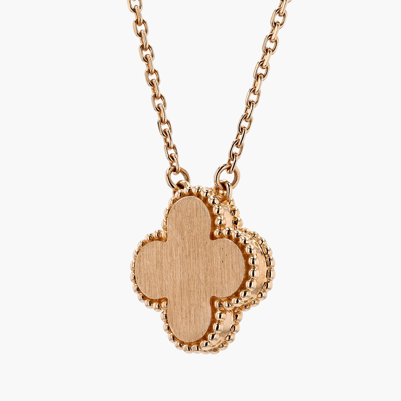 Vintage Van Cleef and Arpels 18k Rose Gold Alhambra Black MOP Diamond Necklace