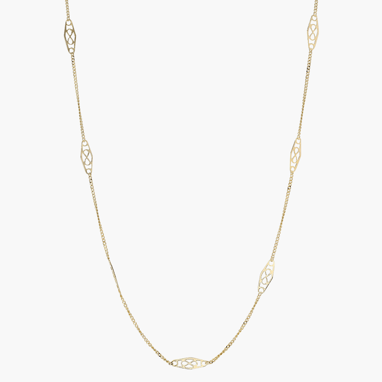 Gold Fine Curb Chain with Infinity Motifs