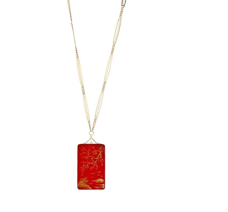 14KT Gold Red Enamel Locket