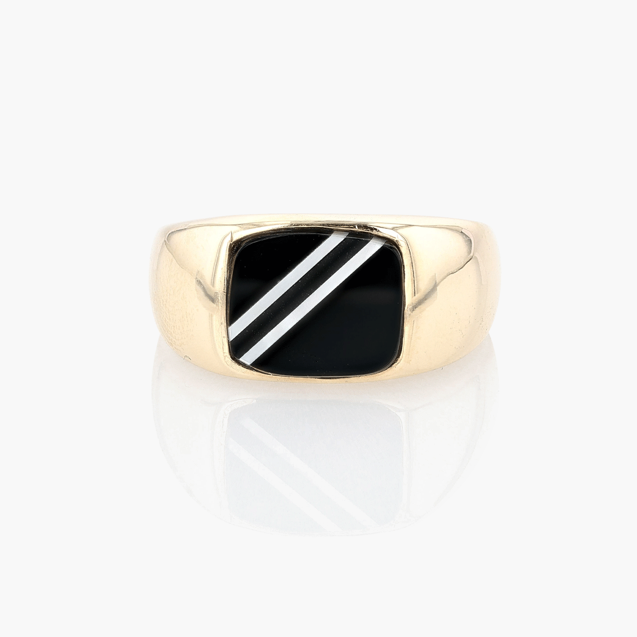 10k Yellow Gold and Black Onyx Signet Ring Ca1950's