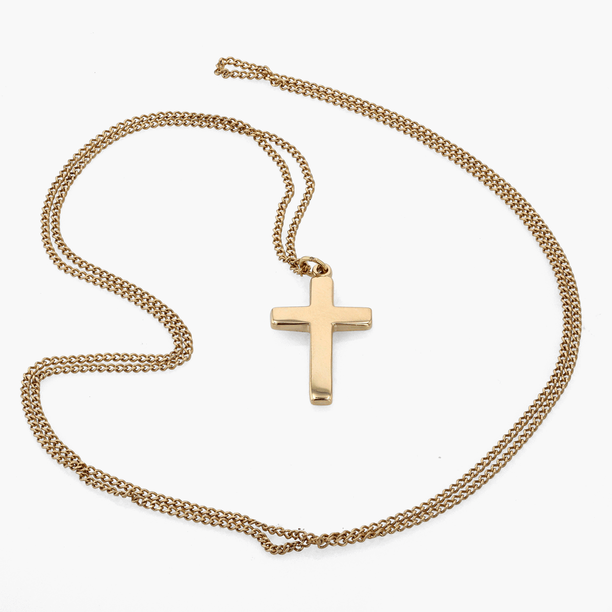 Gold Cross on Curb Chain