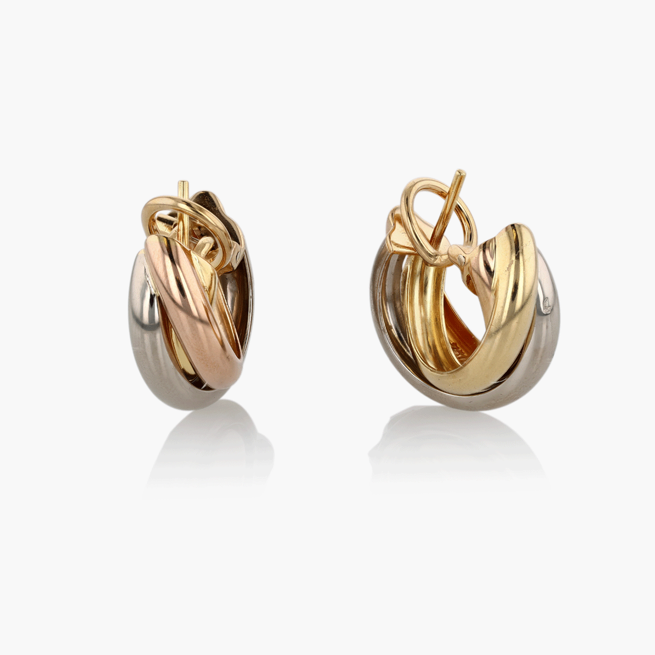 Cartier Trinity Tri-Color Gold Earrings