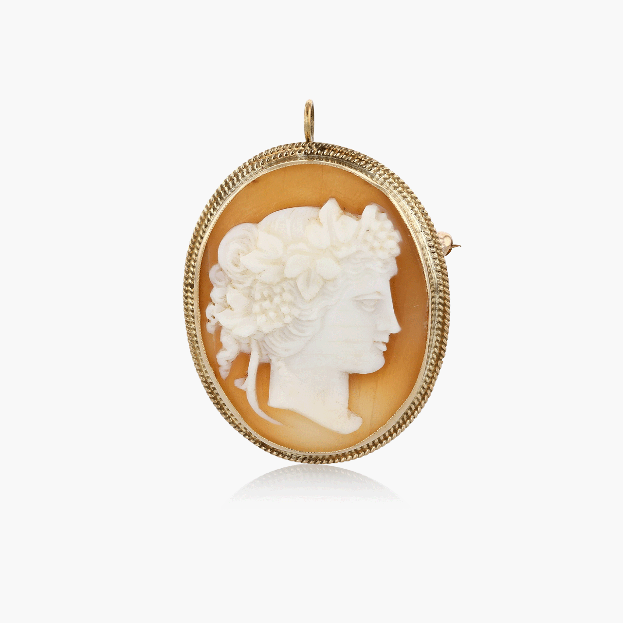 Vintage Gold and Shell Cameo Brooch