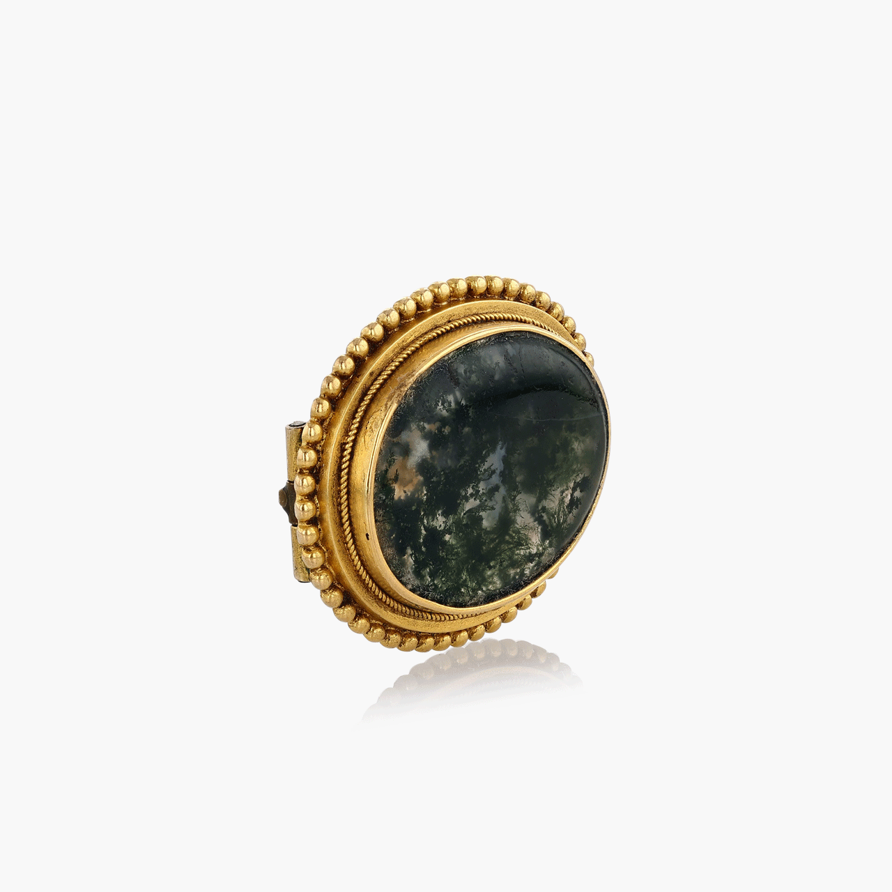Antique Gold and Moss Agate Brooch