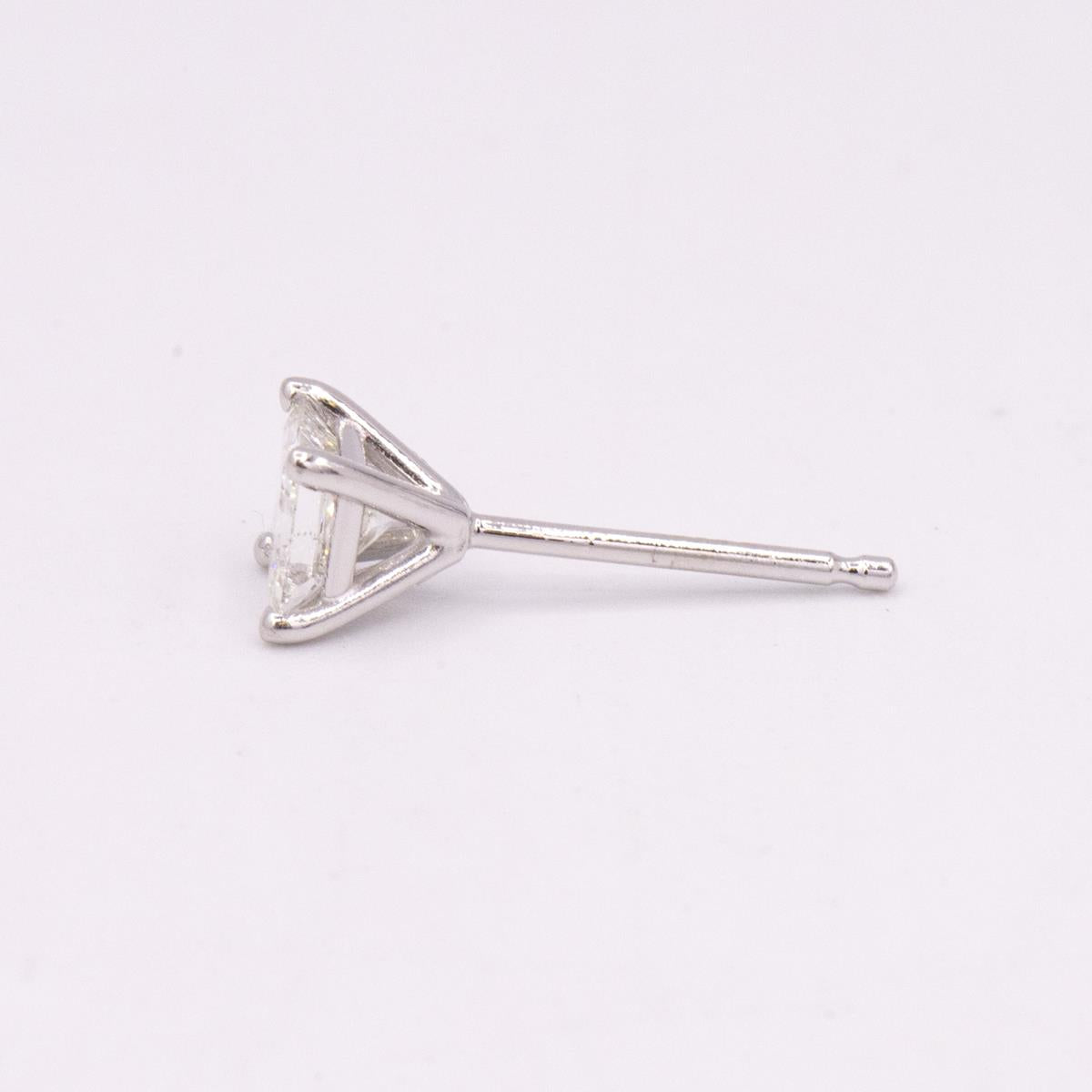 Gold Single Princess Cut Diamond Stud