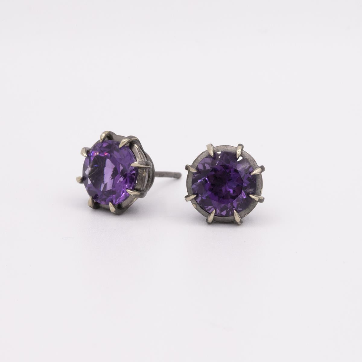 Gemma Collection 14KT Gold Amethyst Pushback Stud Earrings
