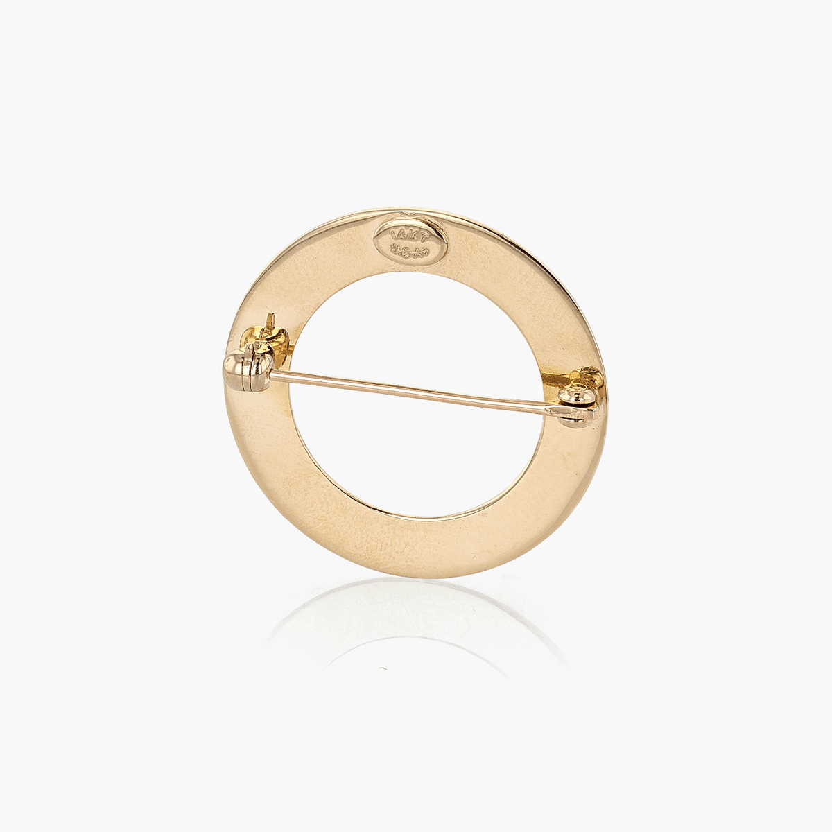 Gold Engine Turned Circle Brooch