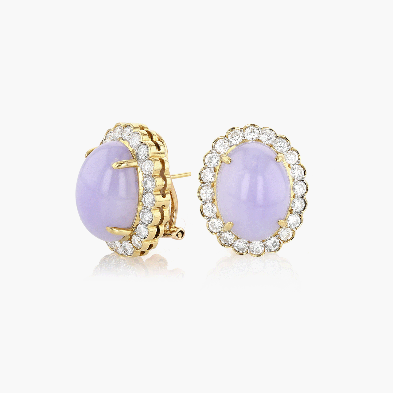 Gold, Diamond, and Lavender Jade Earrings