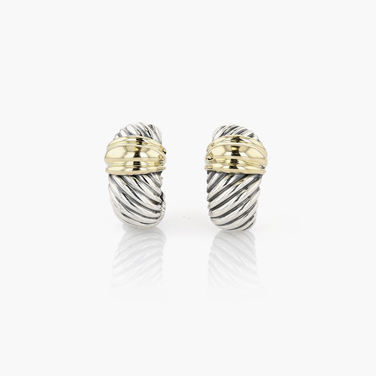 Gold and Silver David Yurman Cable Earrings
