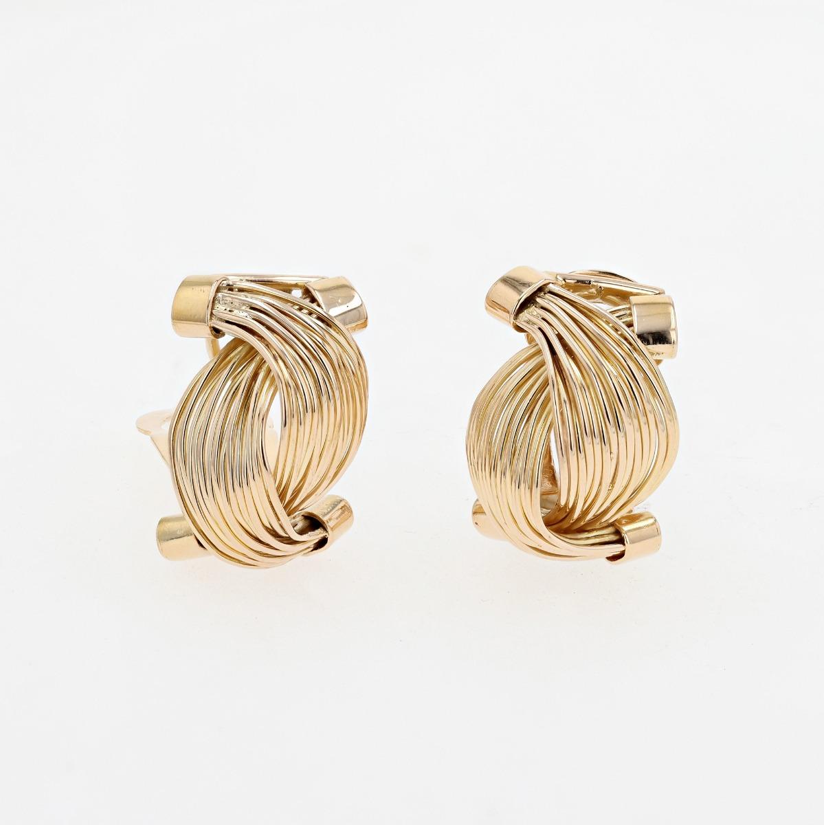 18k Gold Wire Wrap Earrings Circa 1950's